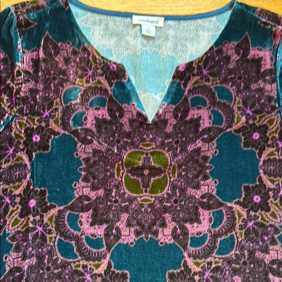 Sundance Velvet Floral Dress in Teal, with Shades of Purple and Pink & Green - Picture 2 of 10